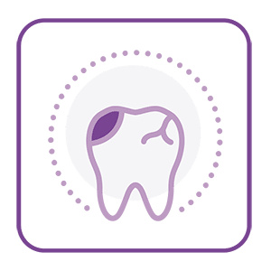 Purple toned common dental issues icon